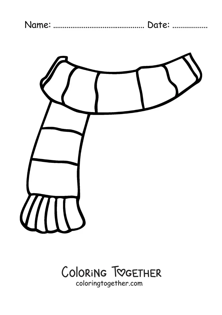 Coloring page of a striped scarf