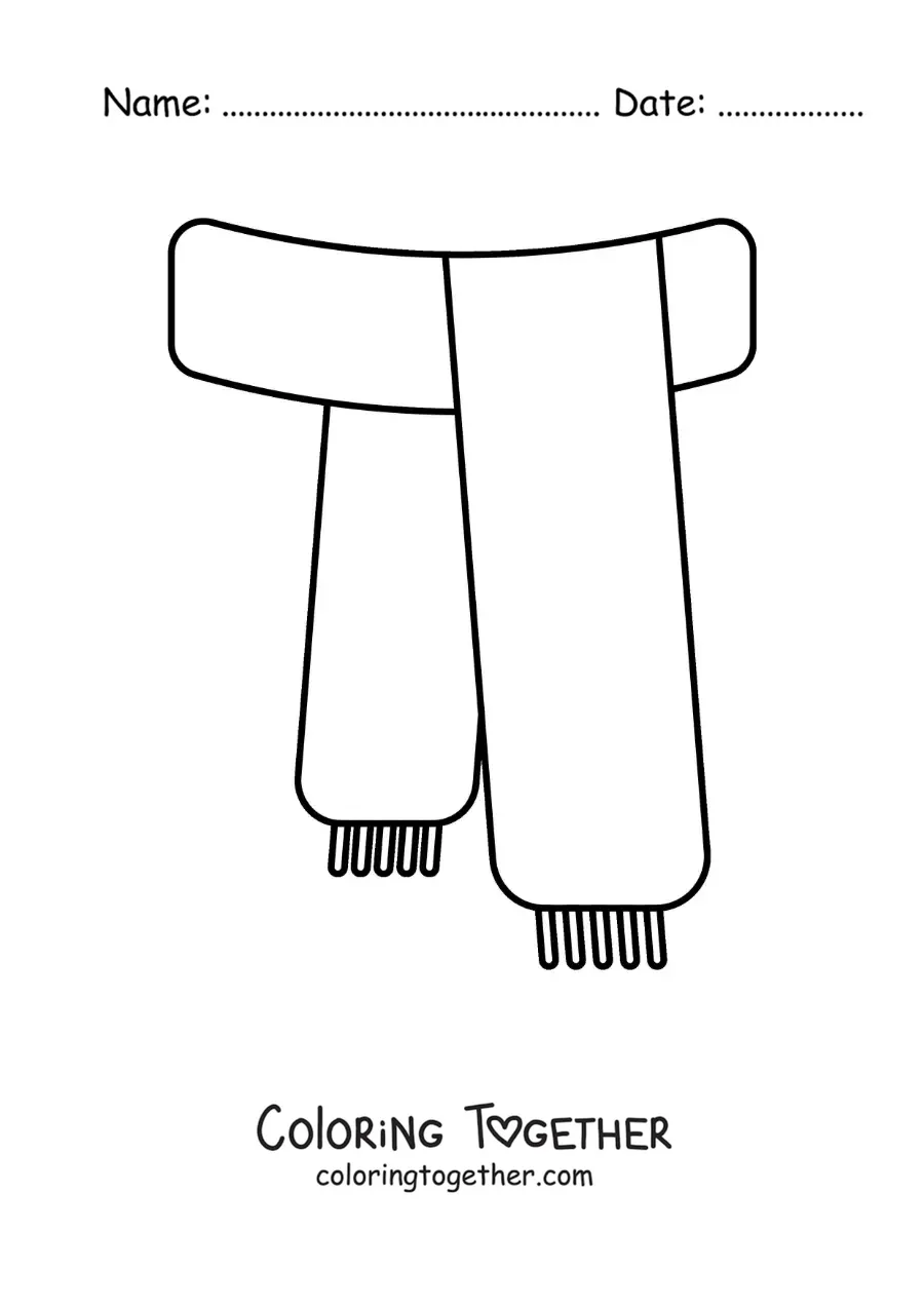 Coloring page of a winter scarf
