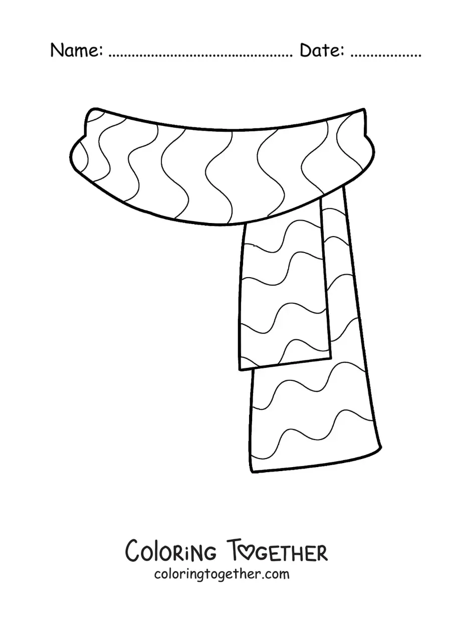Coloring page of an easy striped scarf
