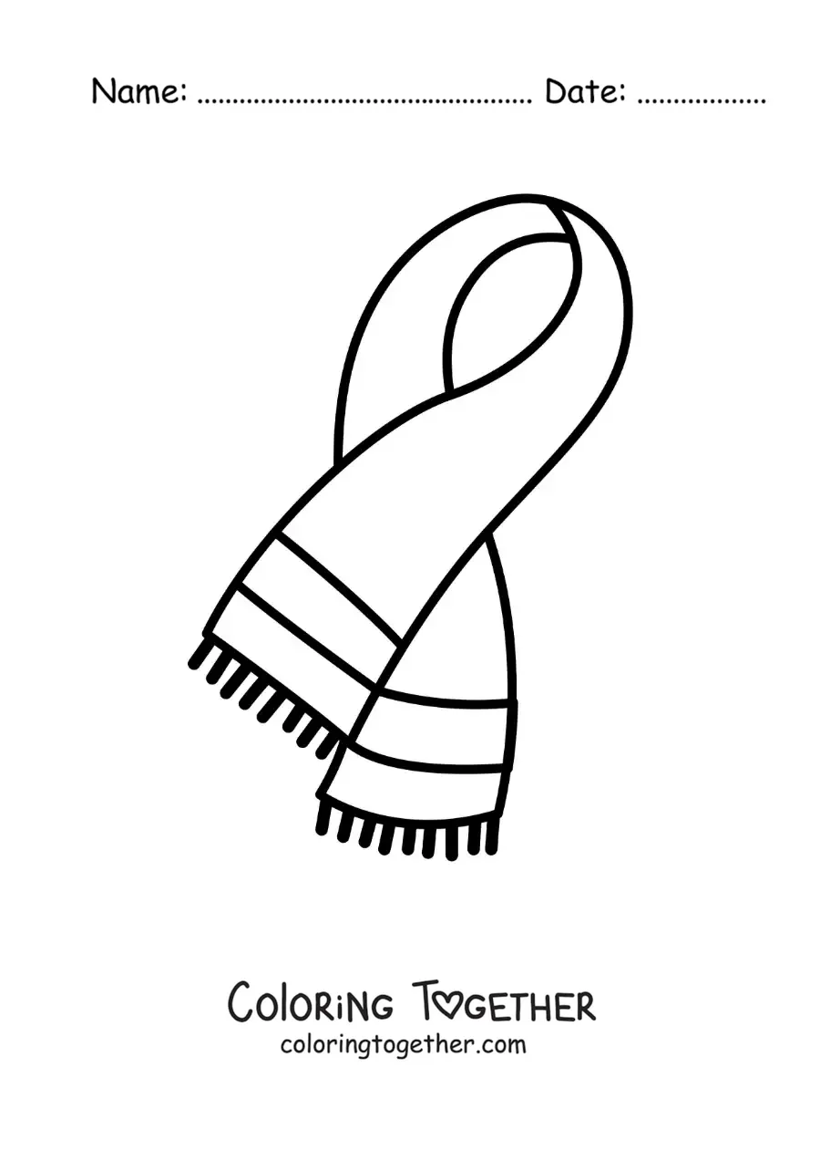 Coloring page of a knitted scarf