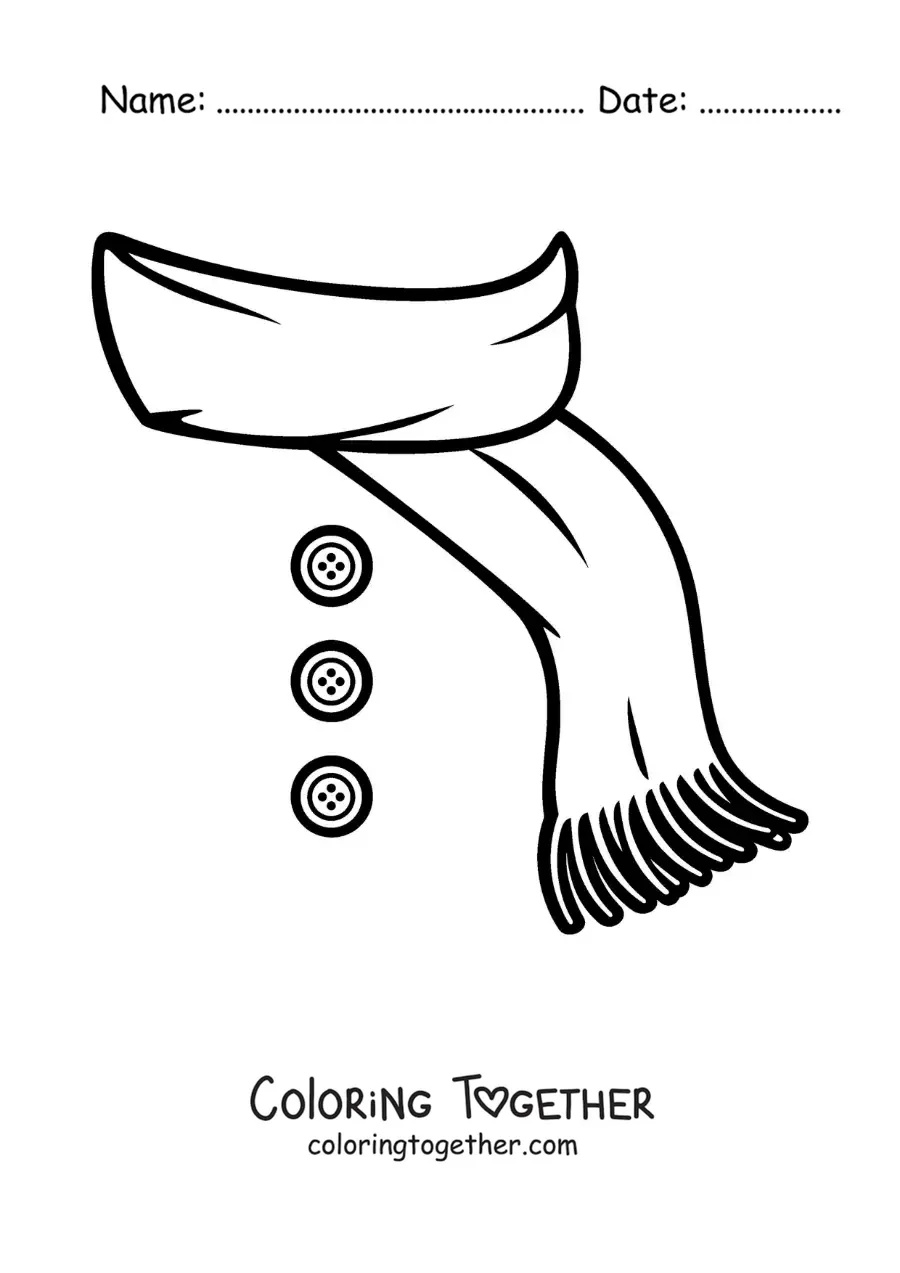 Coloring page of a Christmas scarf