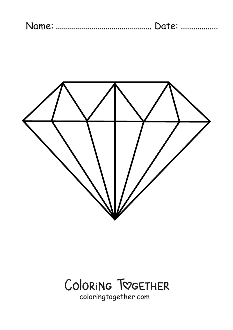 Coloring page of a diamond emoji