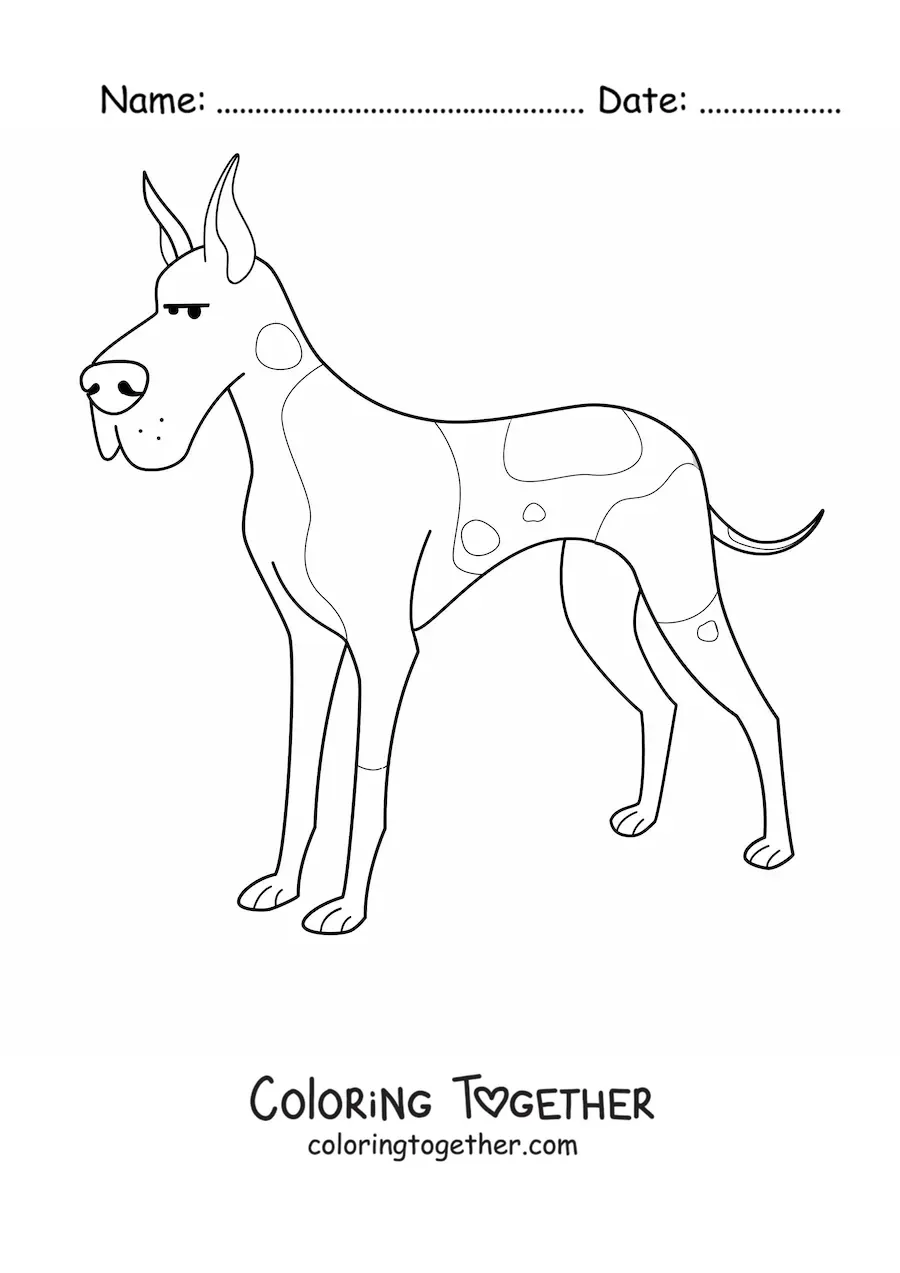 Coloring page of a Great Dane
