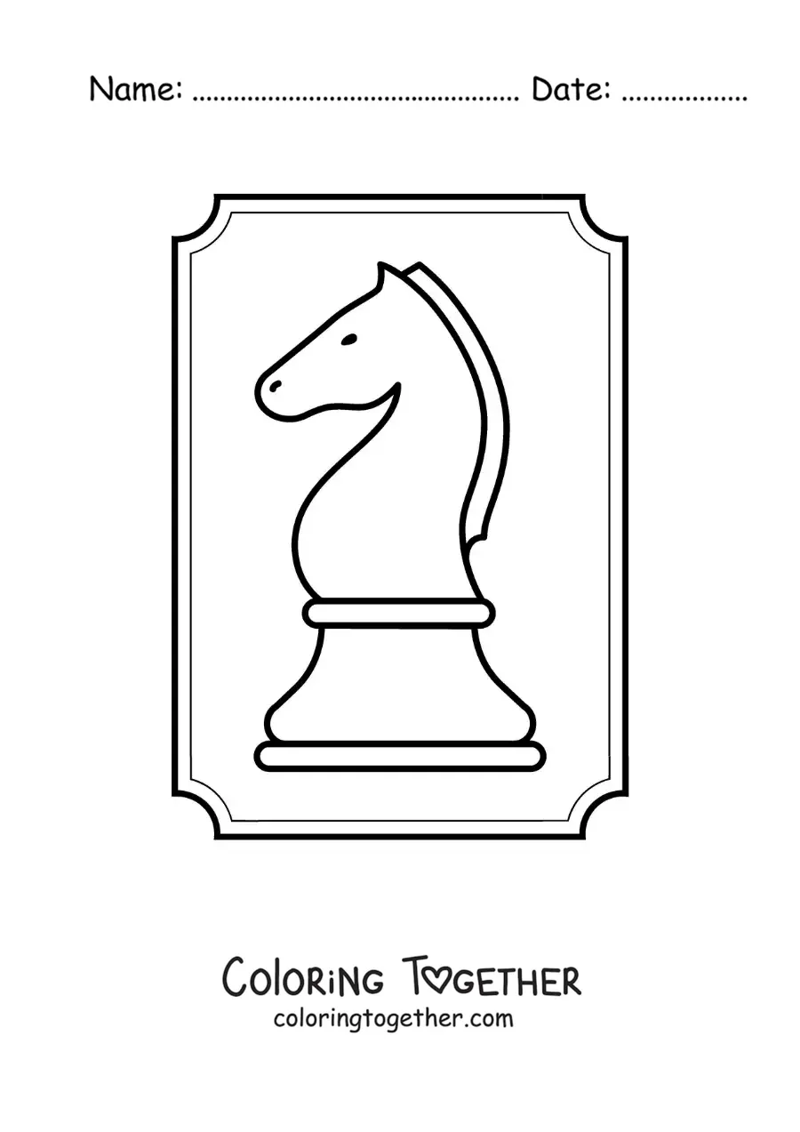 Coloring page of a chess knight piece