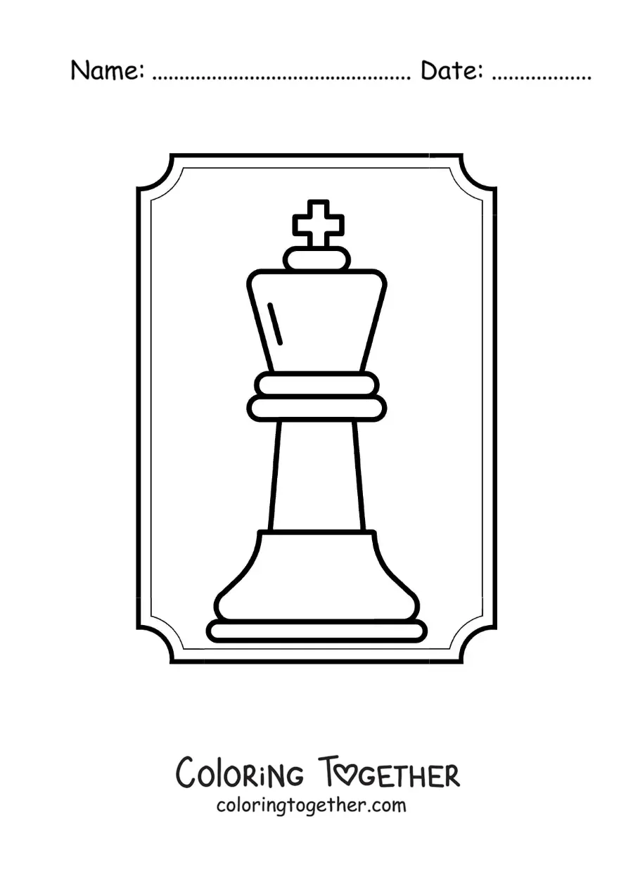 Coloring page of a chess king piece
