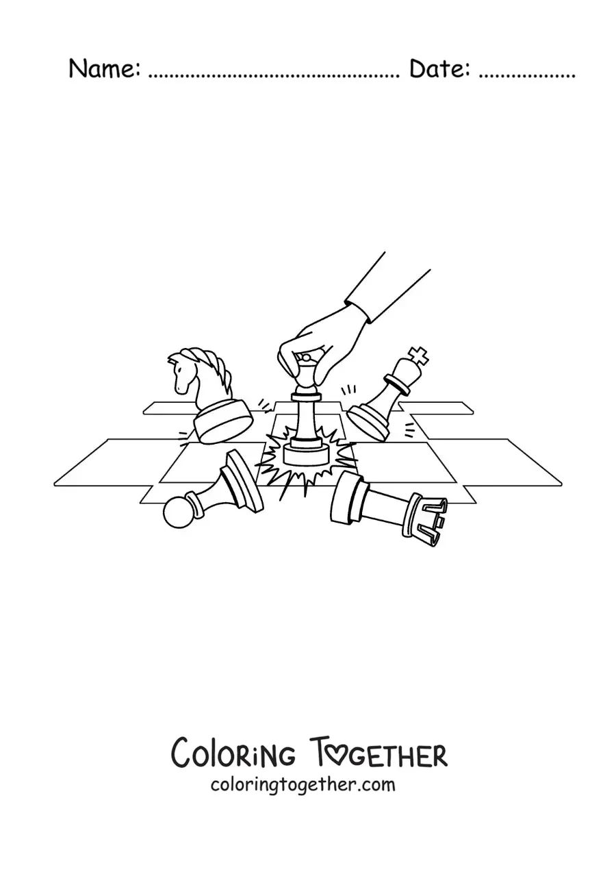 Coloring page of a chess move