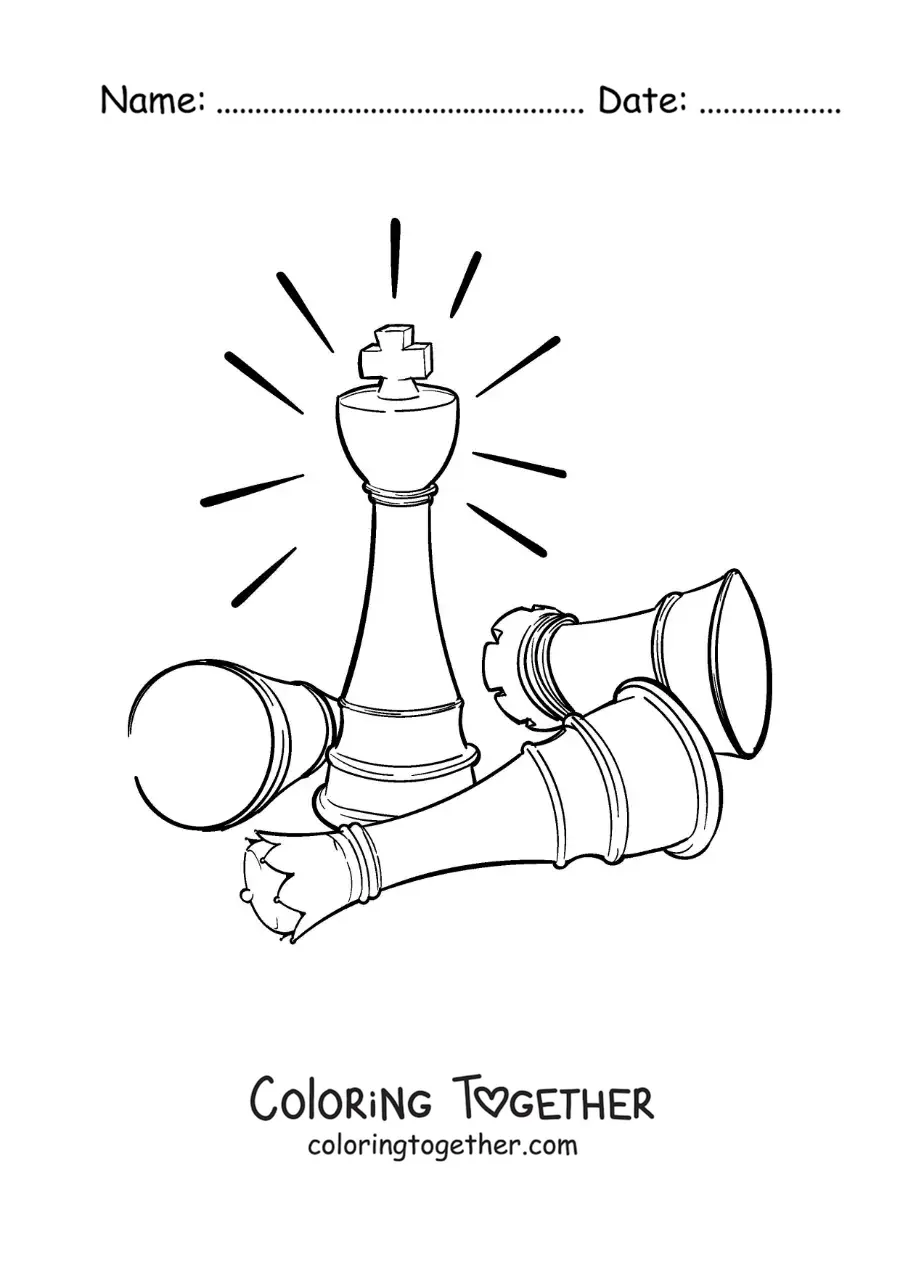 Coloring page of a game of chess