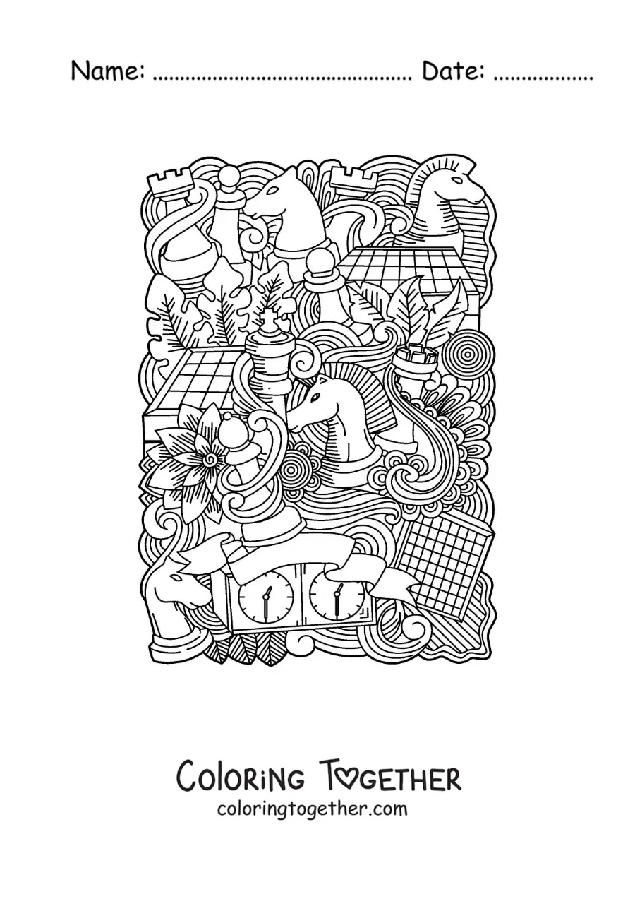 Coloring page of chess art