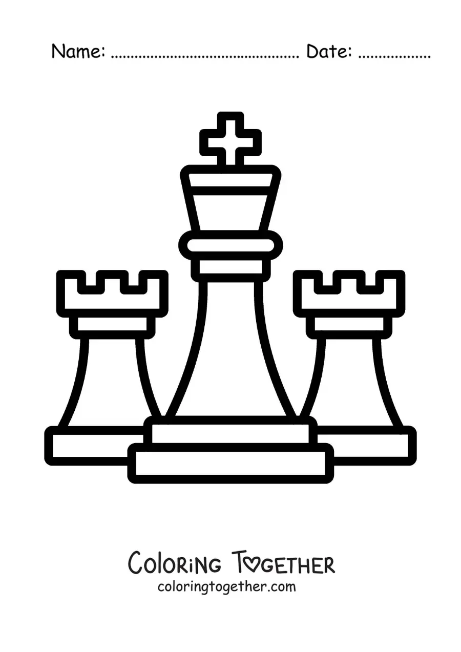 Coloring page of 3 chess pieces