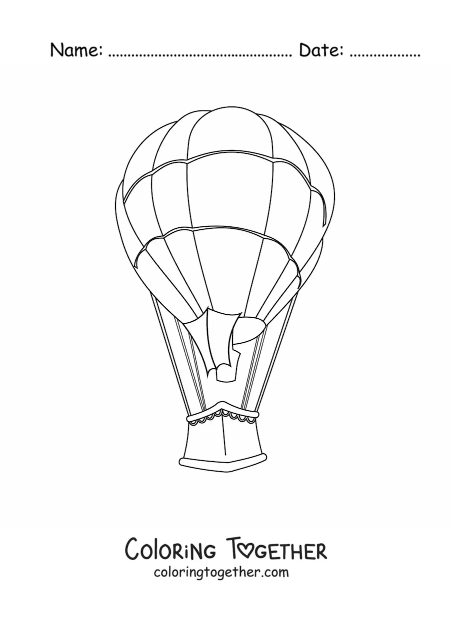 Coloring page of a hot air balloon