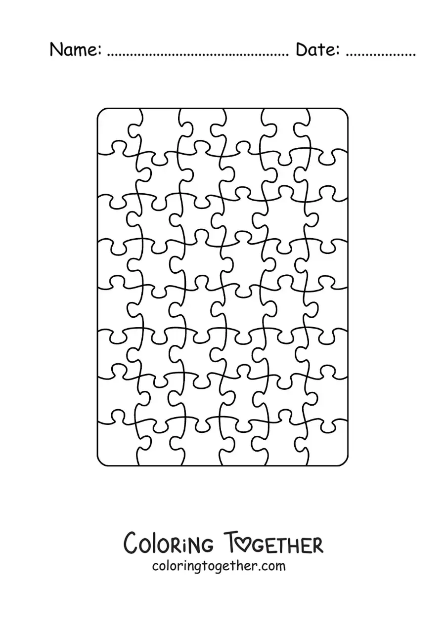 Coloring page of a large cut-out puzzle