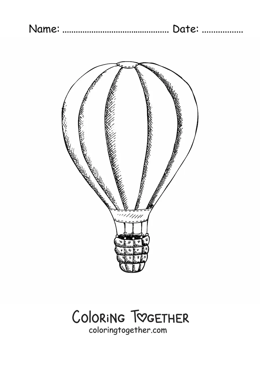 Coloring page of a simple hot air balloon