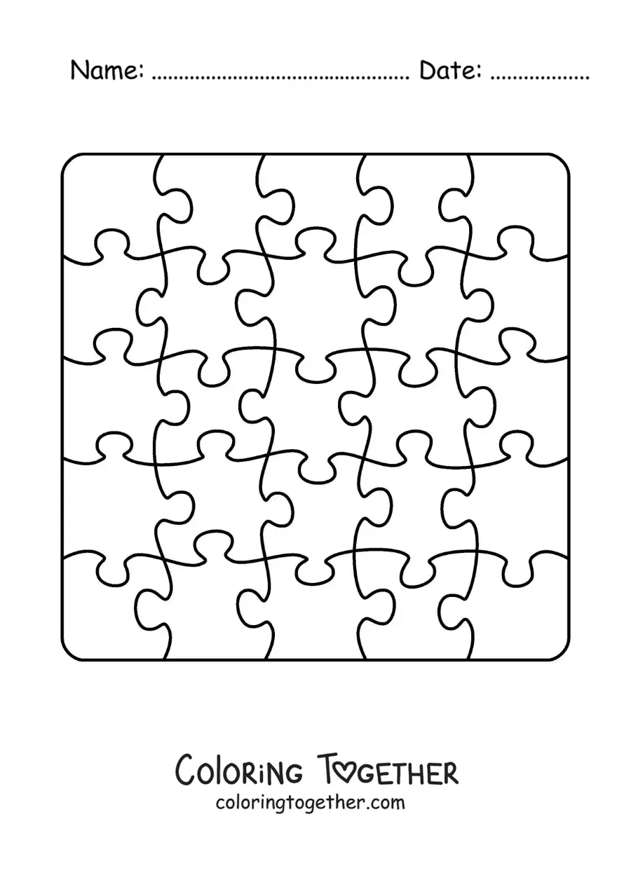Coloring page of cut-out puzzle pieces