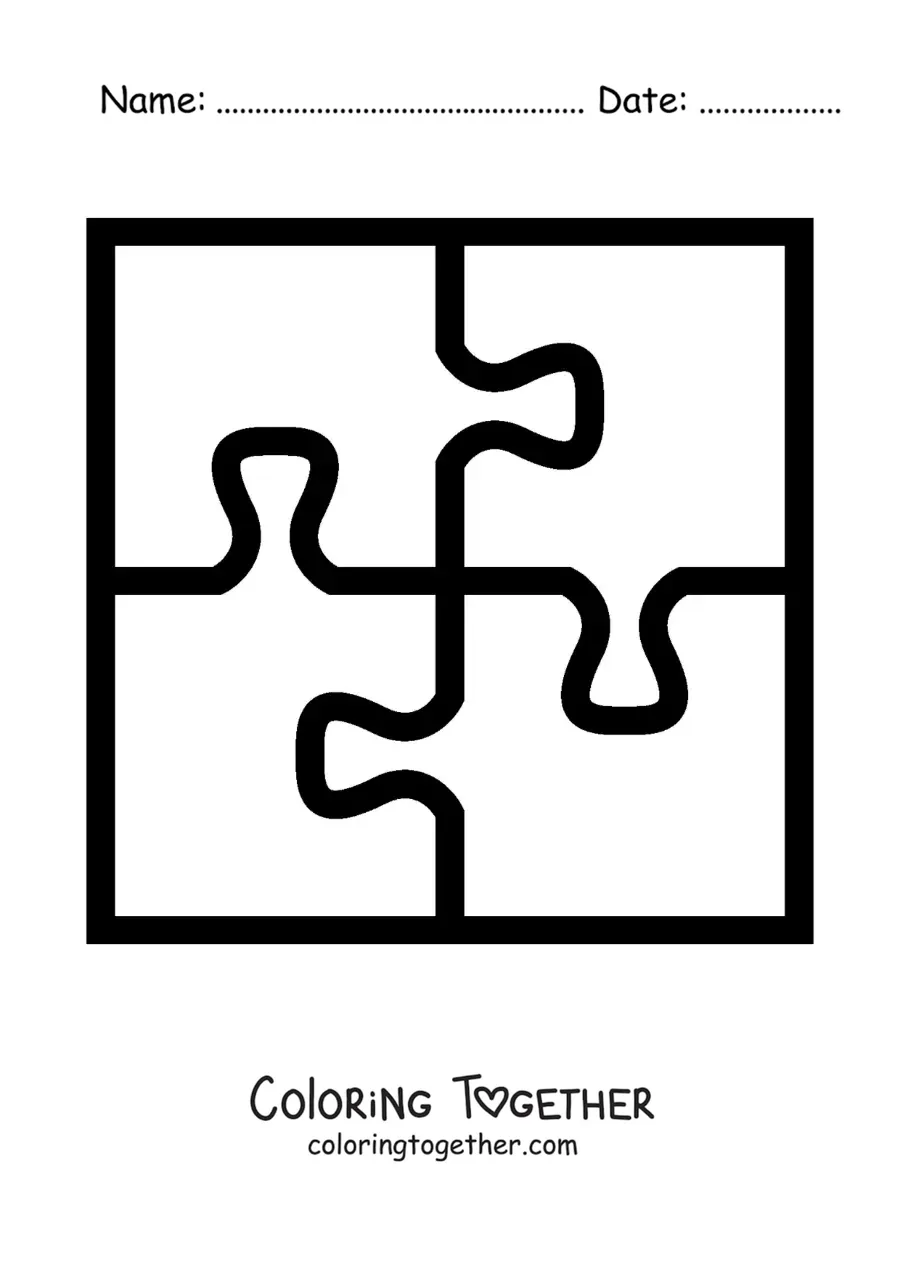 Coloring page of large puzzle pieces