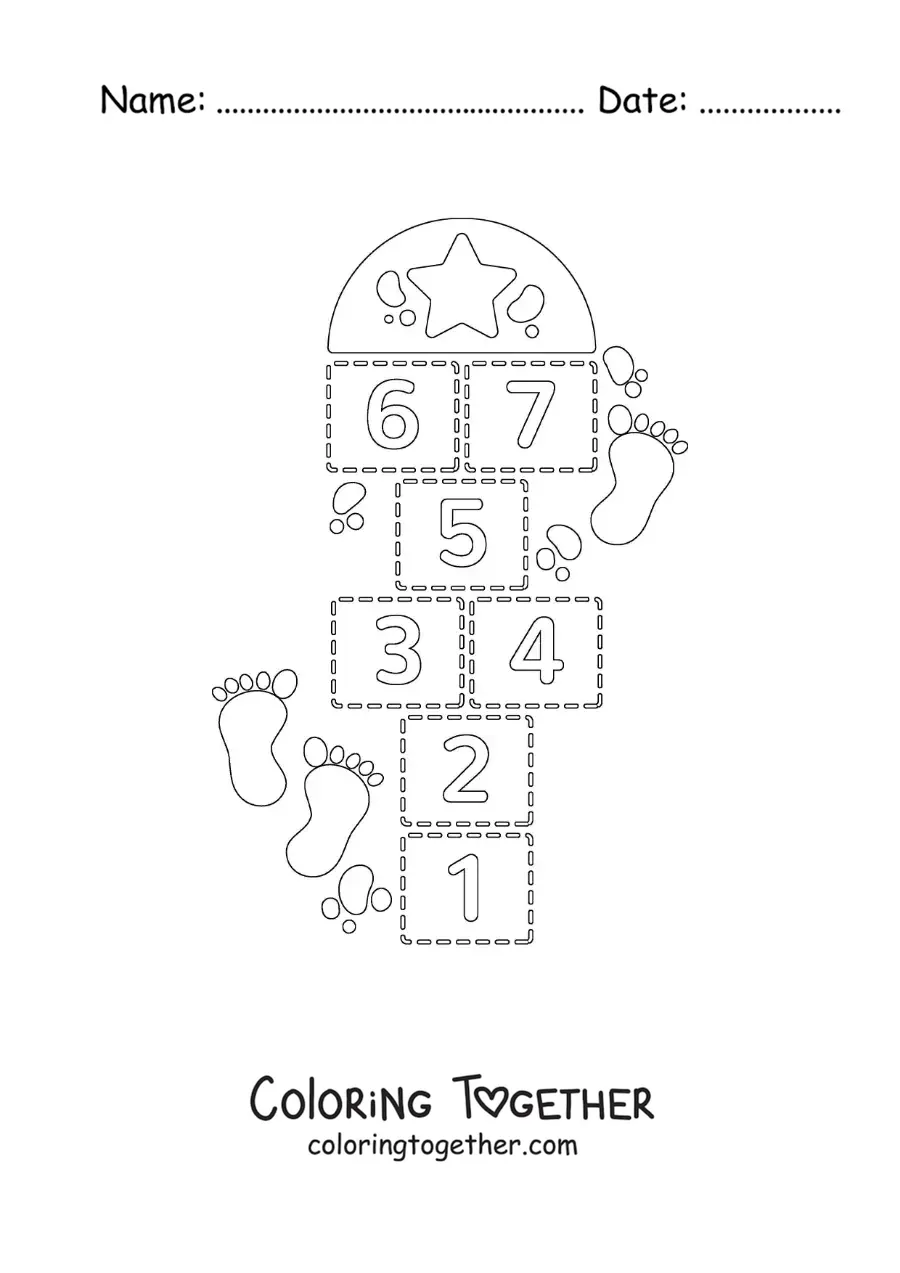 Coloring page of hopscotch