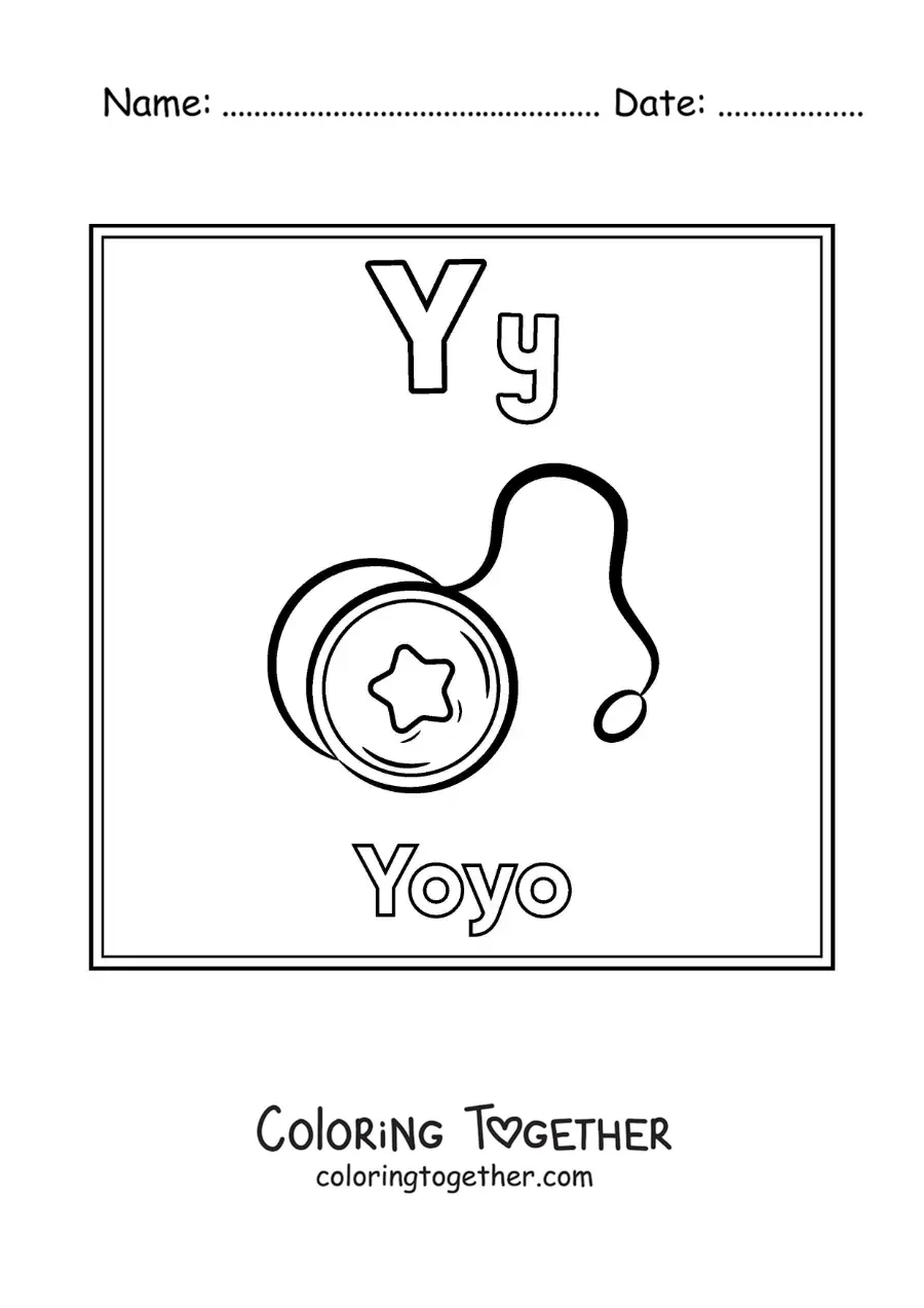 Coloring page of y for yo-yo