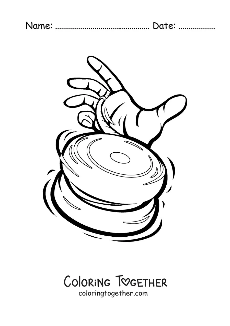 Coloring page of a traditional yo-yo game