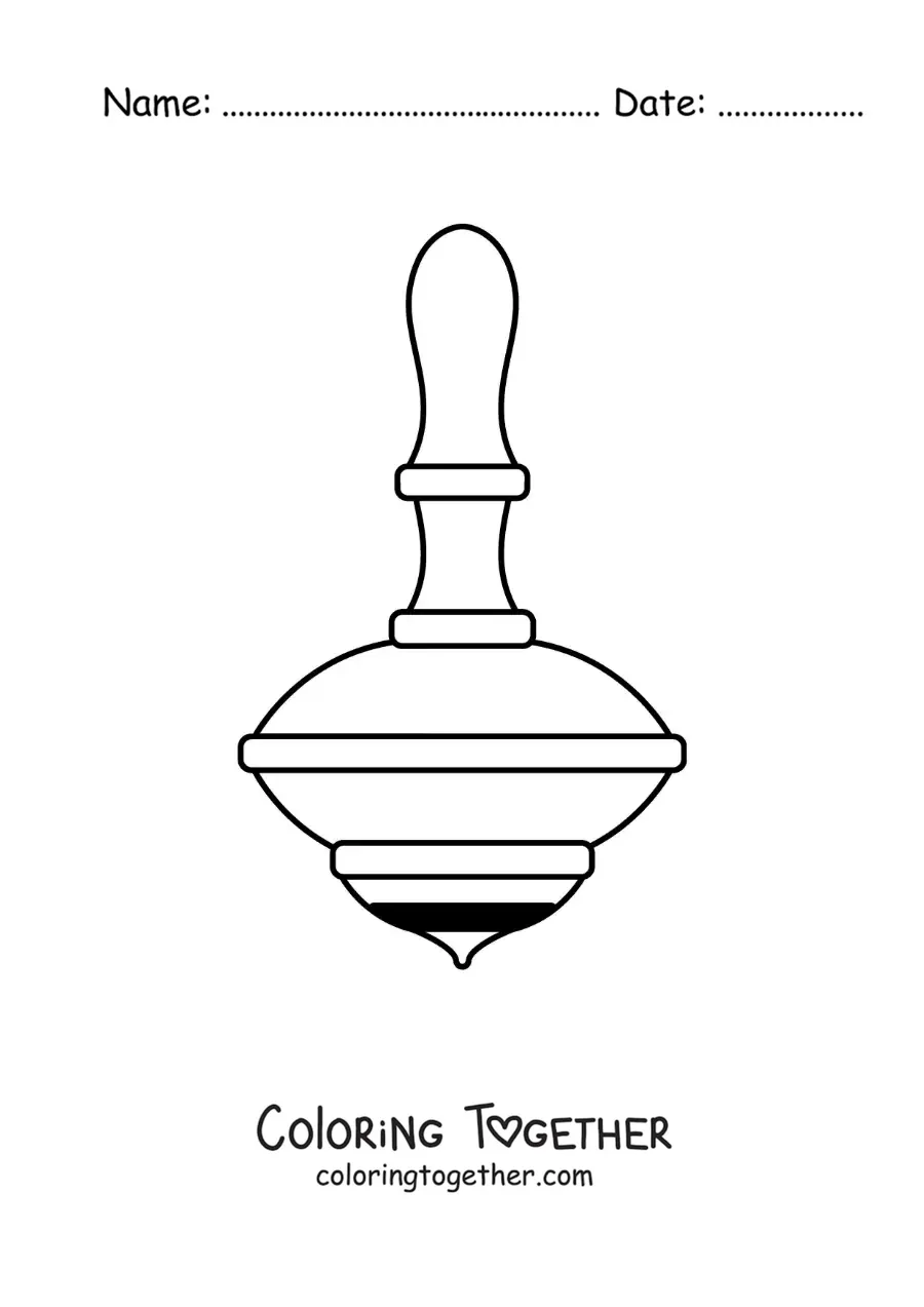 Coloring page of a wooden spinning top