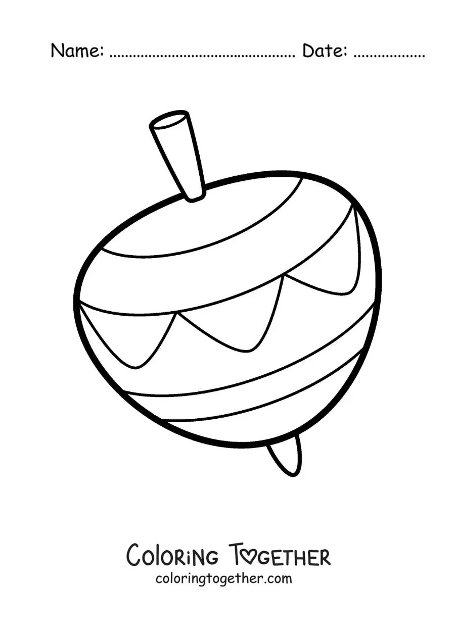 Coloring page of a traditional spinning top