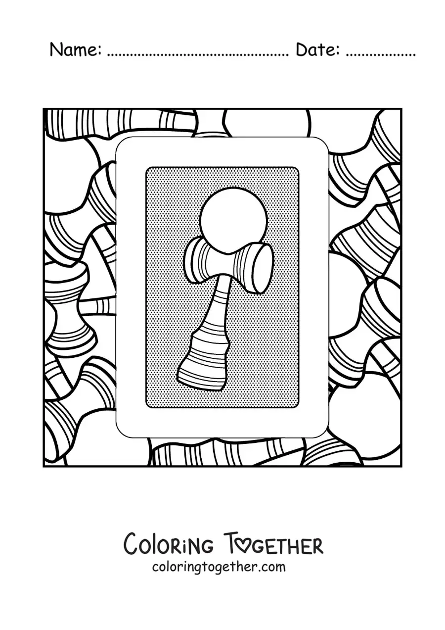 Coloring page of a kendama
