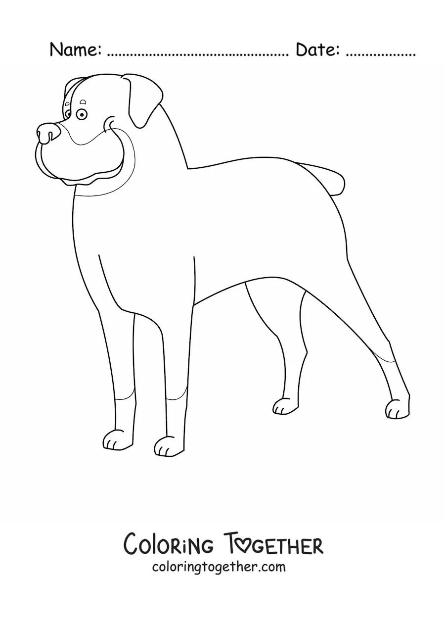 Coloring page of a rottweiler