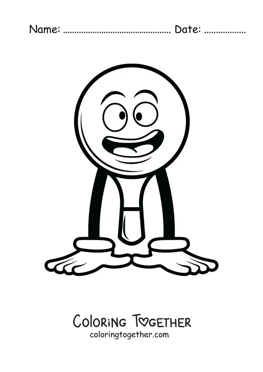 Coloring page of an animated ping pong paddle