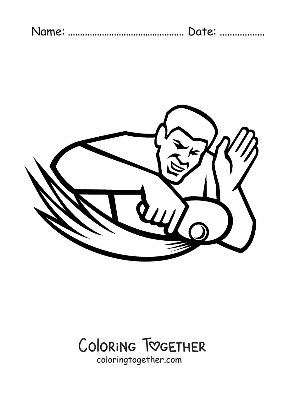 Coloring page of a man playing table tennis