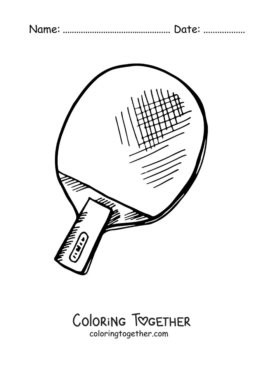Coloring page of a table tennis paddle
