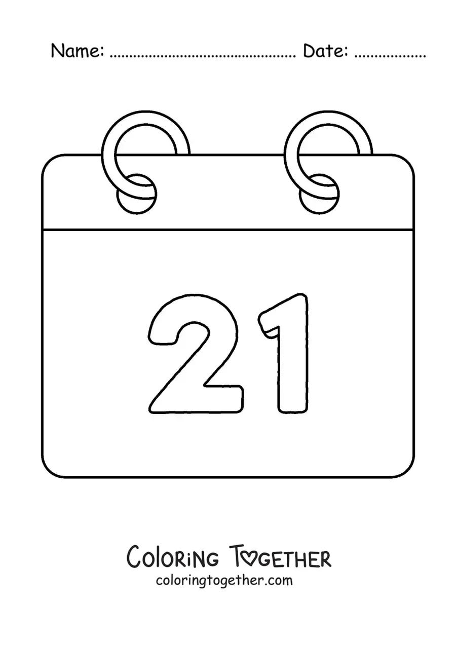 Coloring page of an emoticon of a calendar