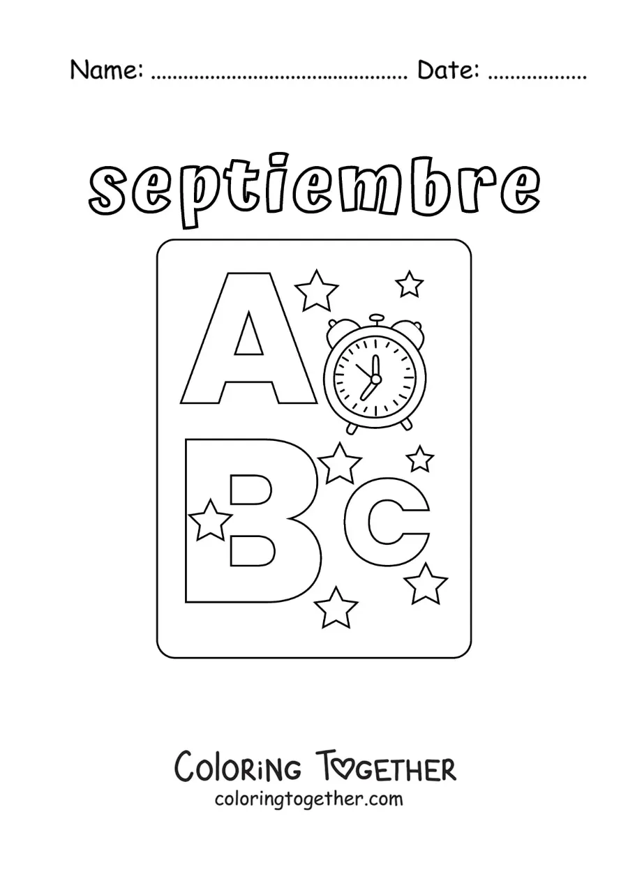 Coloring page of September with symbols of back to school