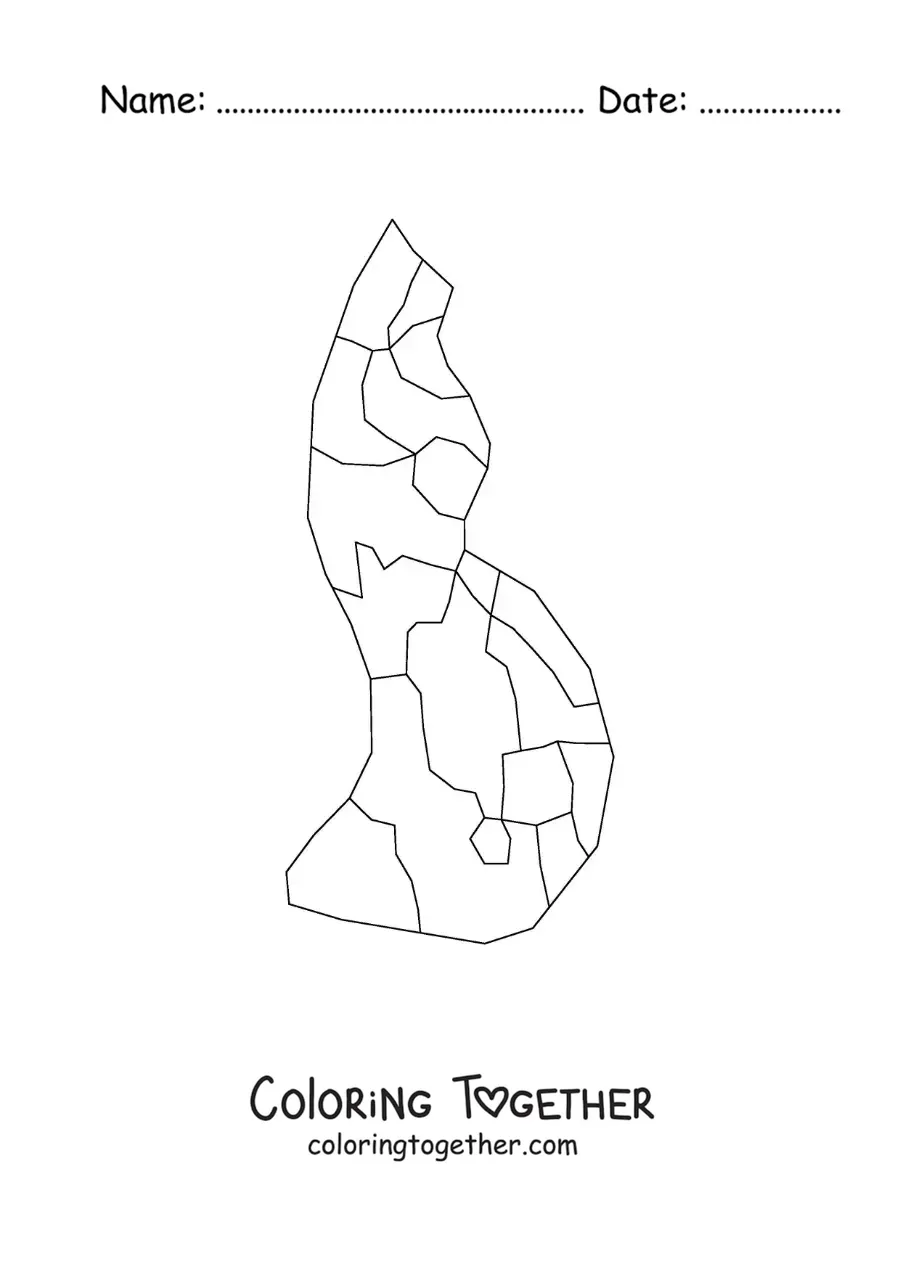 Coloring page of a political map of Liechtenstein