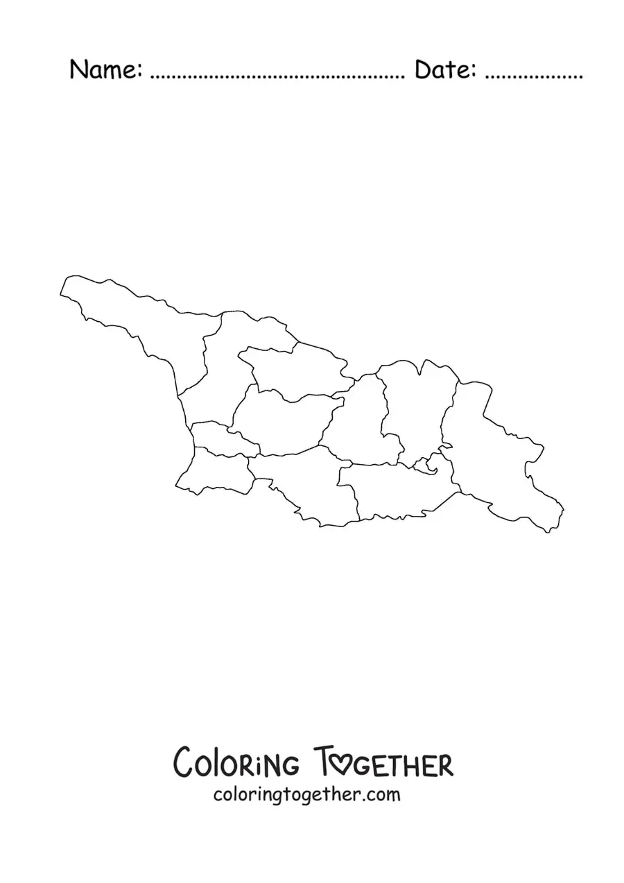 Coloring page of a political map of Georgia