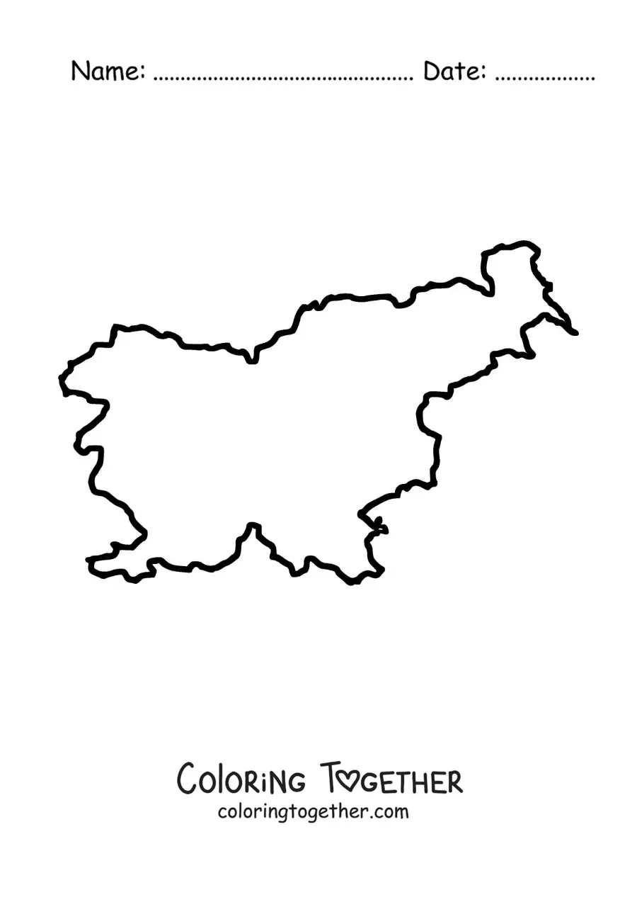 Coloring page of a map of Slovenia