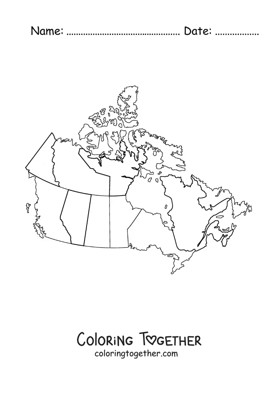 Coloring page of a political map of China