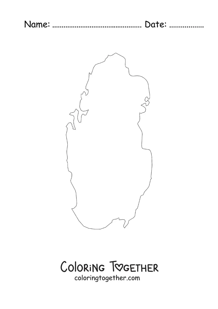 Coloring page of a political map of Qatar