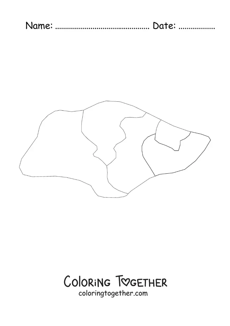 Coloring page of a political map of Singapore