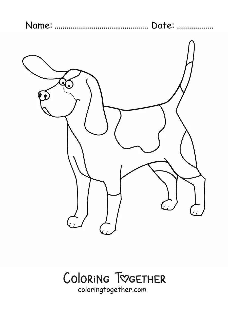 Coloring page of a basset hound