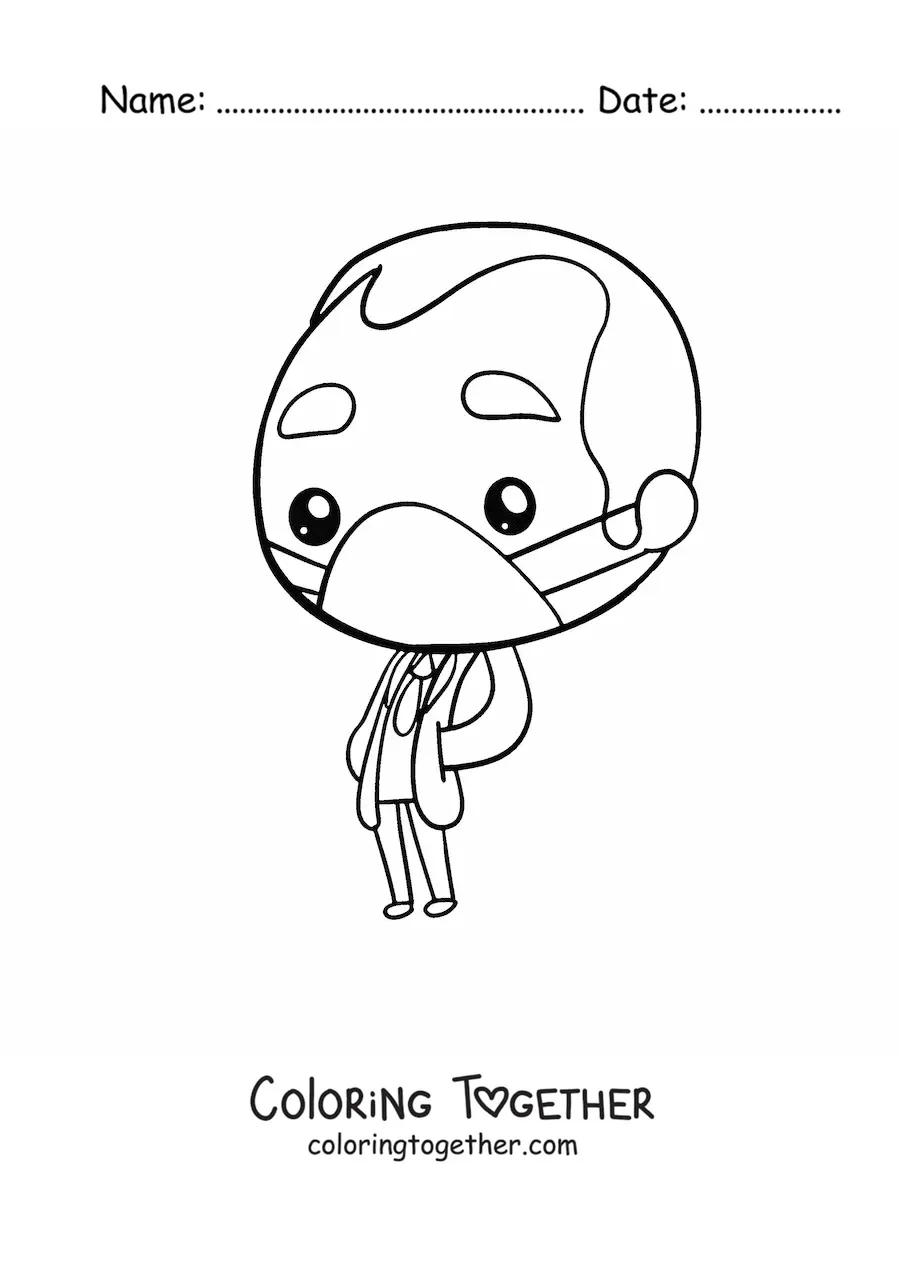 Coloring page of a kawaii doctor with a coat and a face mask