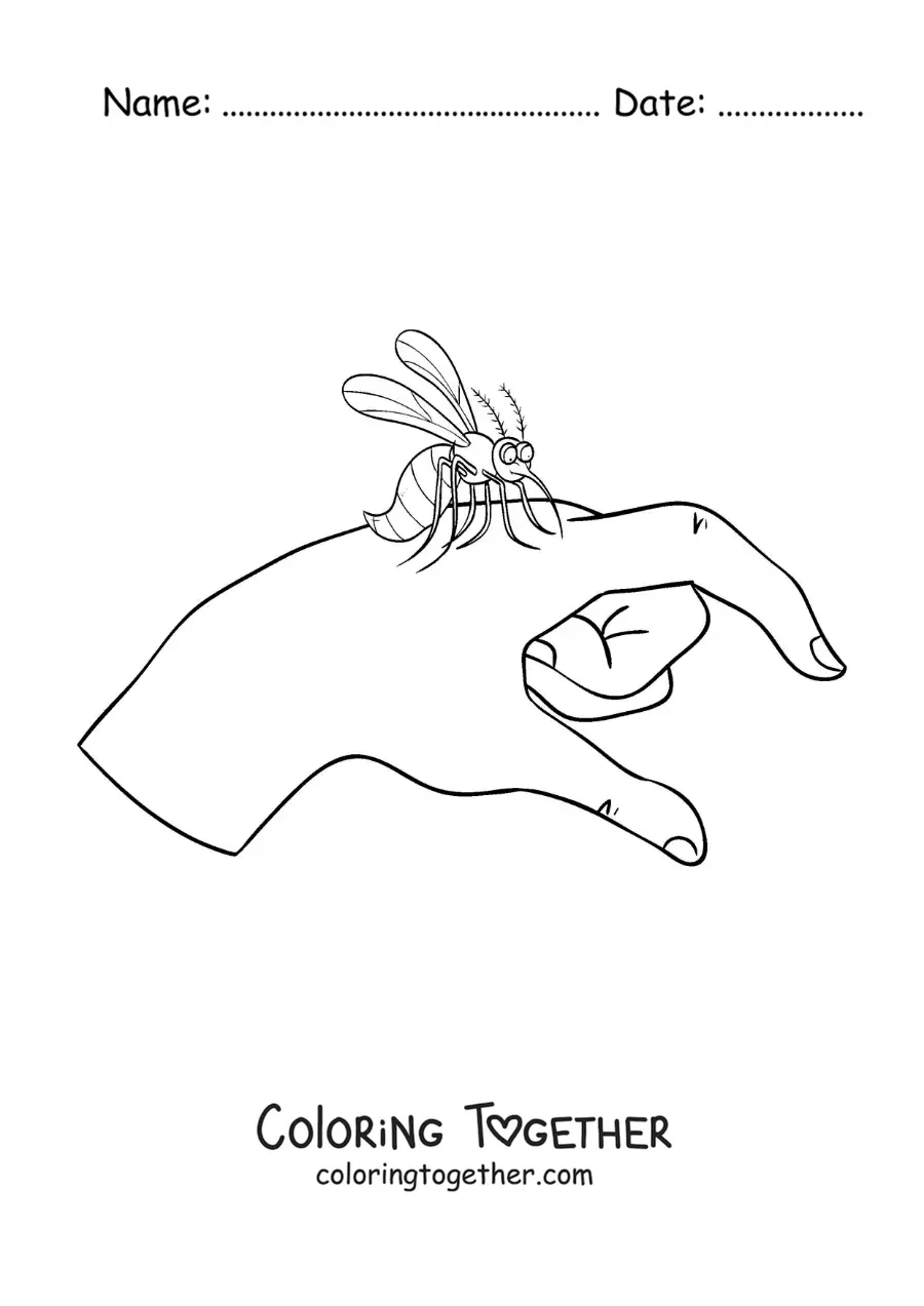 Coloring page of a bite from the Aedes aegypti mosquito