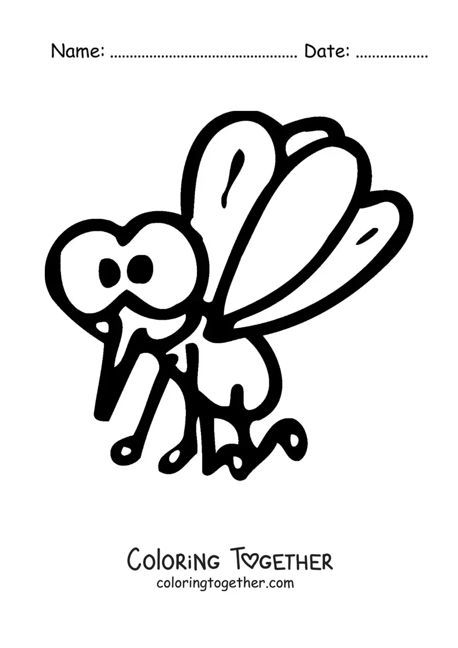 Coloring page of an easy cartoon mosquito