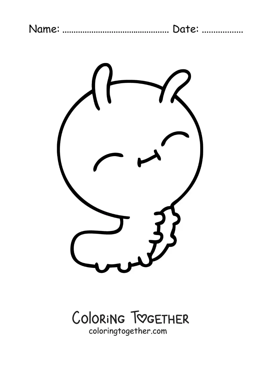 Coloring page of a kawaii caterpillar