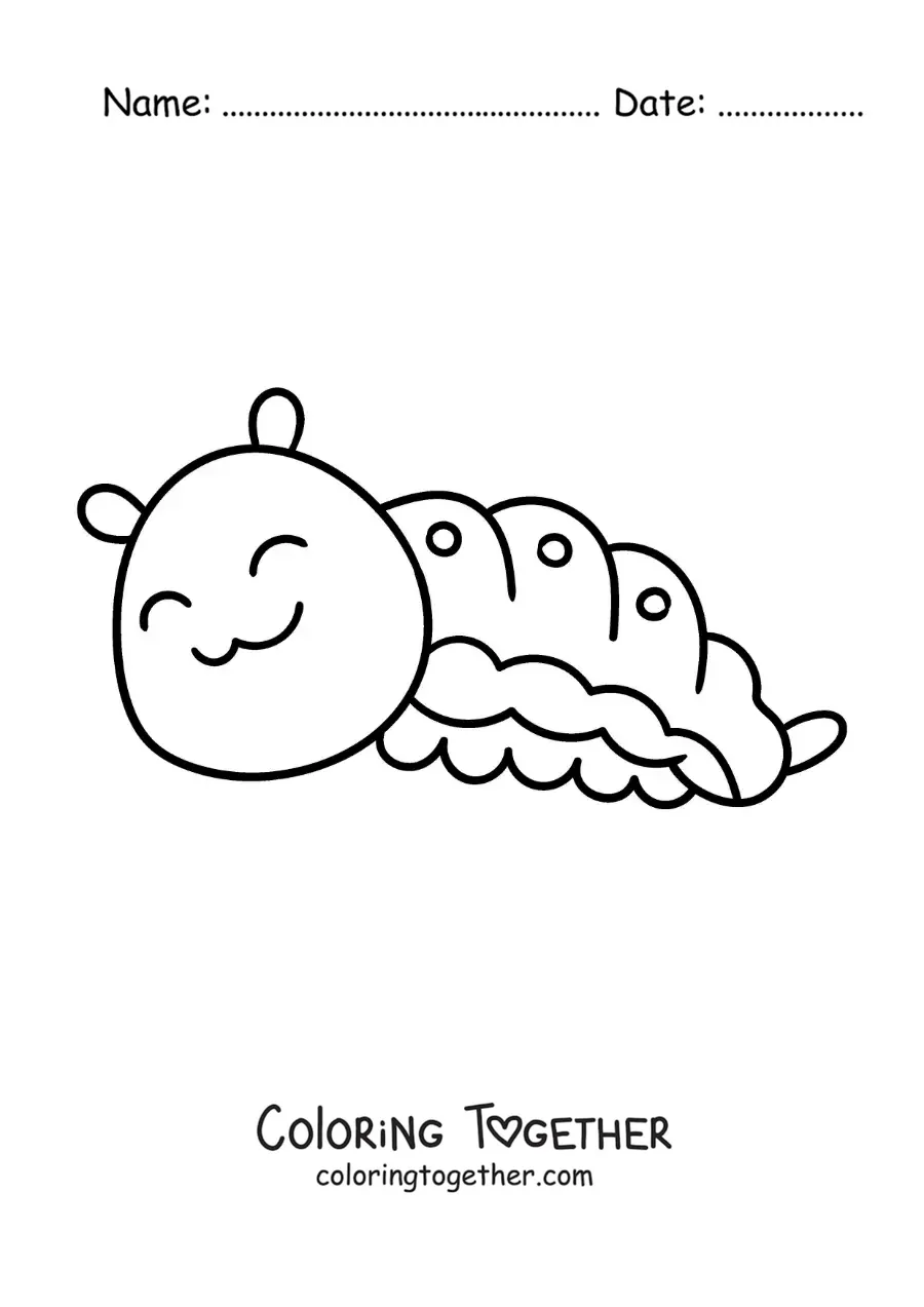 Coloring page of a smiling caterpillar