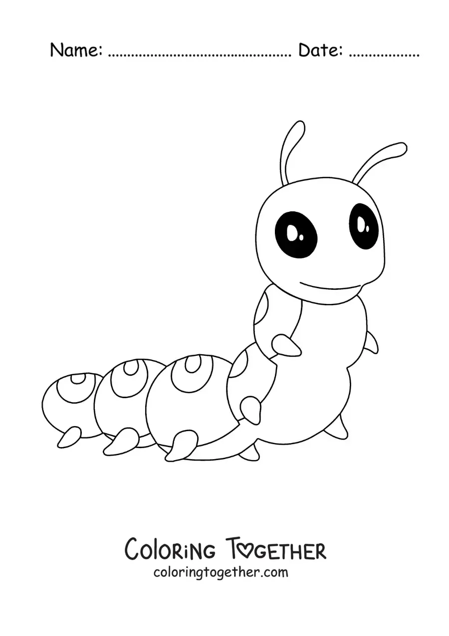 Coloring page of a big cartoon caterpillar