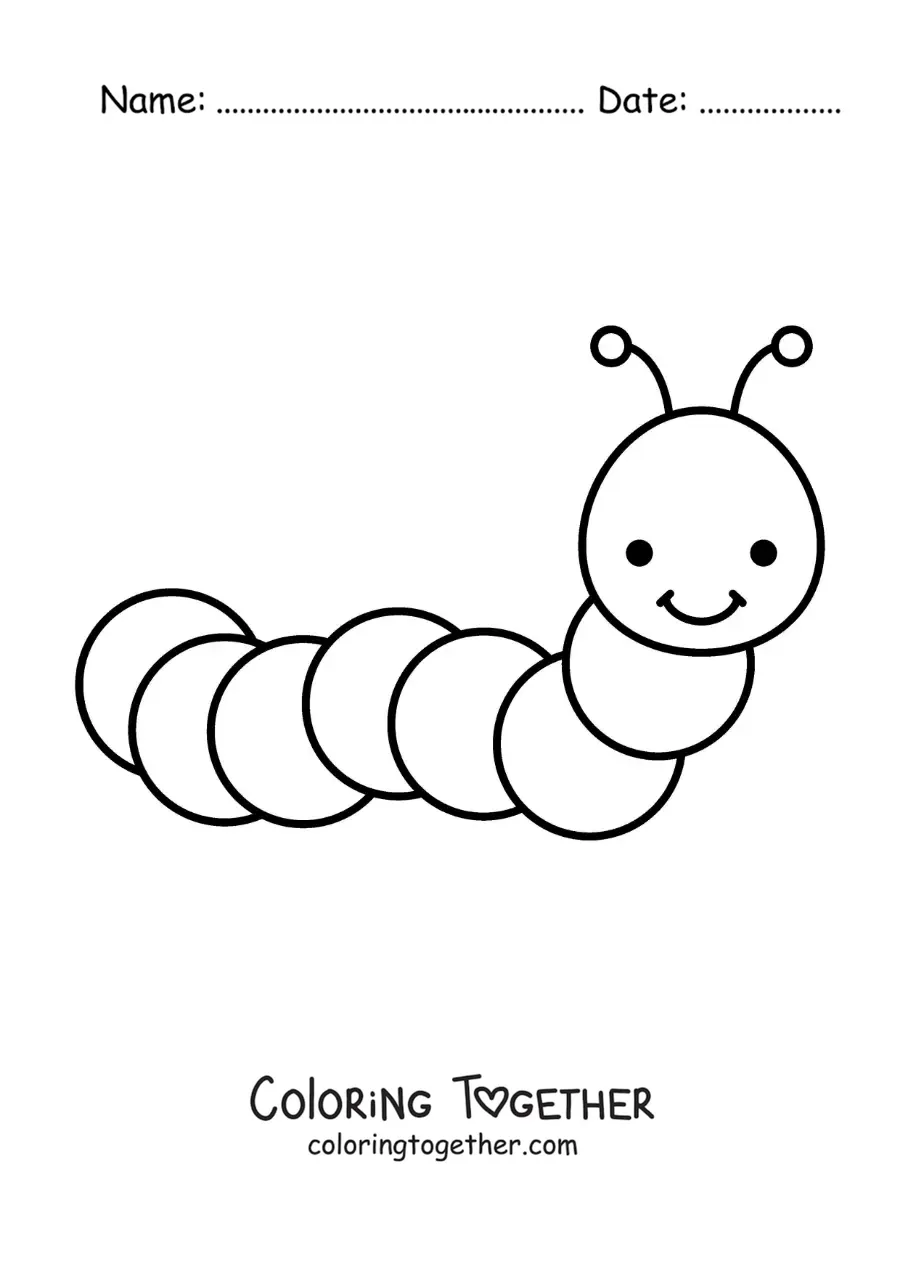 Coloring page of an easy caterpillar for kids