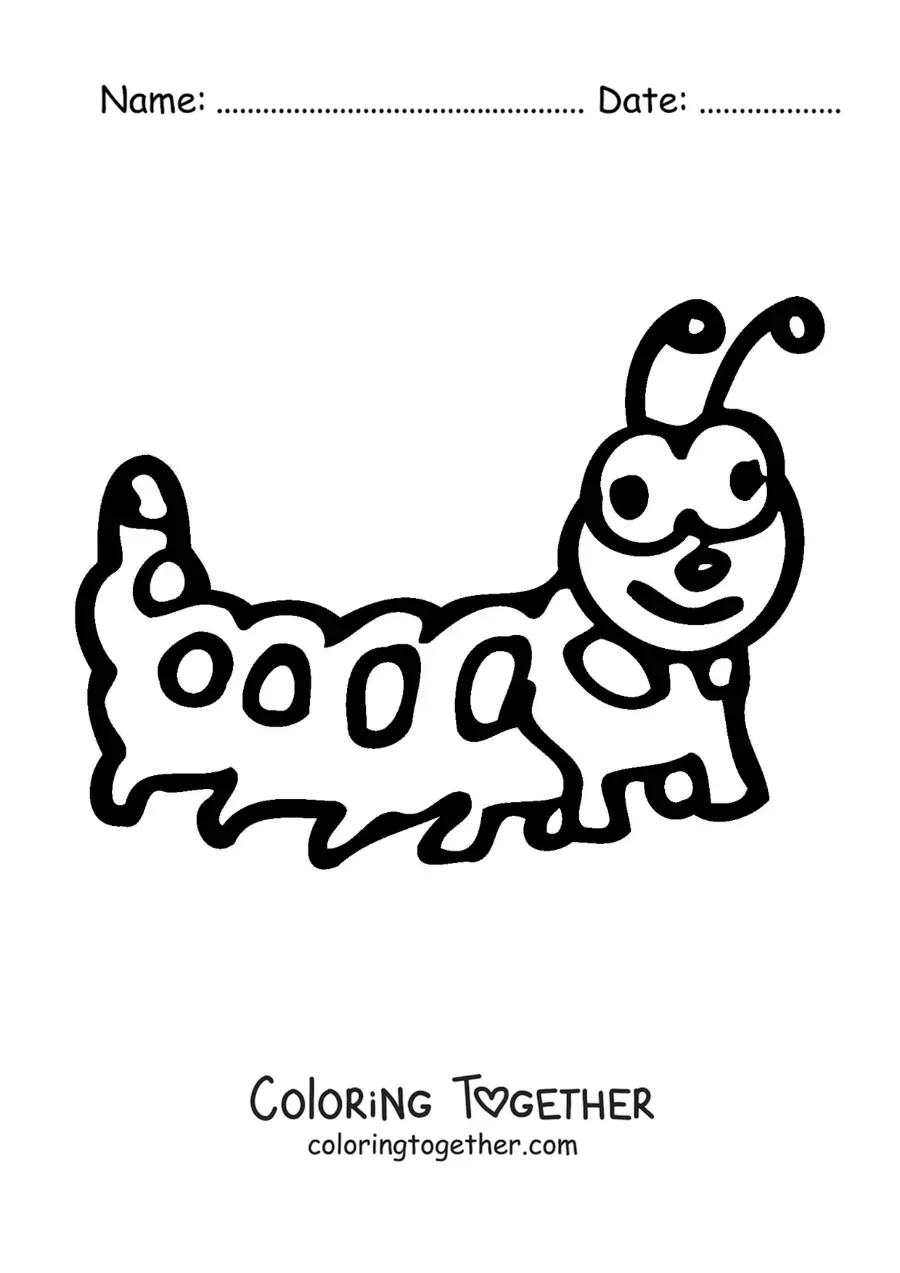 Coloring page of a caterpillar in cartoon style