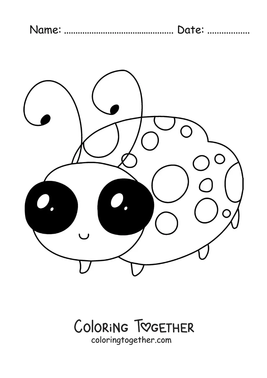 Coloring page of a kawaii ladybug