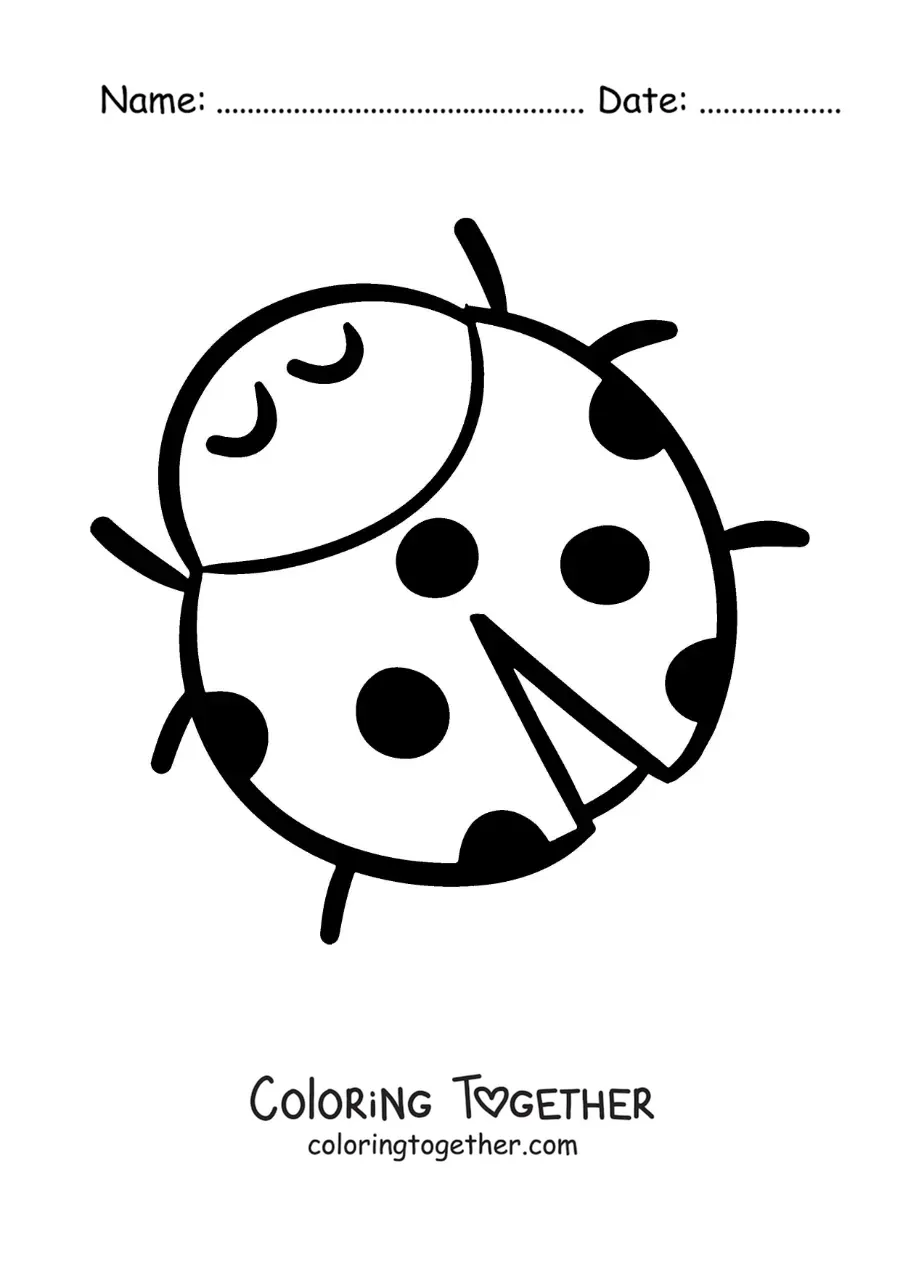 Coloring page of a big easy cartoon ladybug