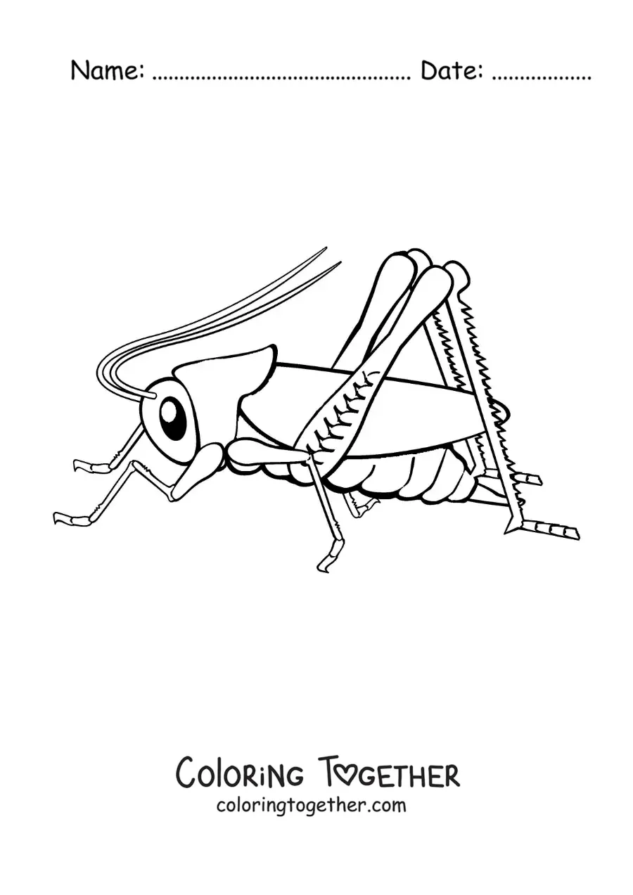 Coloring page of a big cricket
