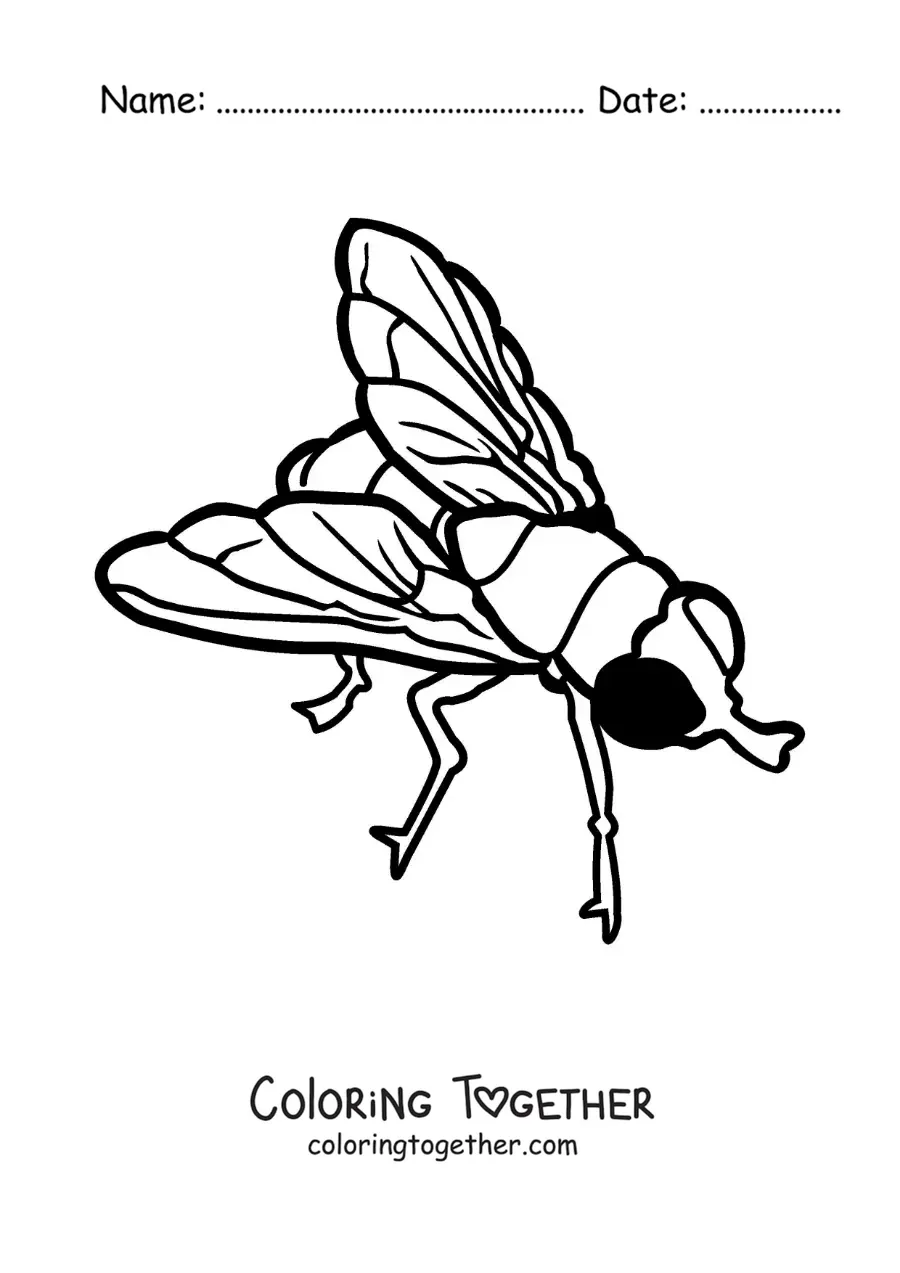 Coloring page of a big easy fly