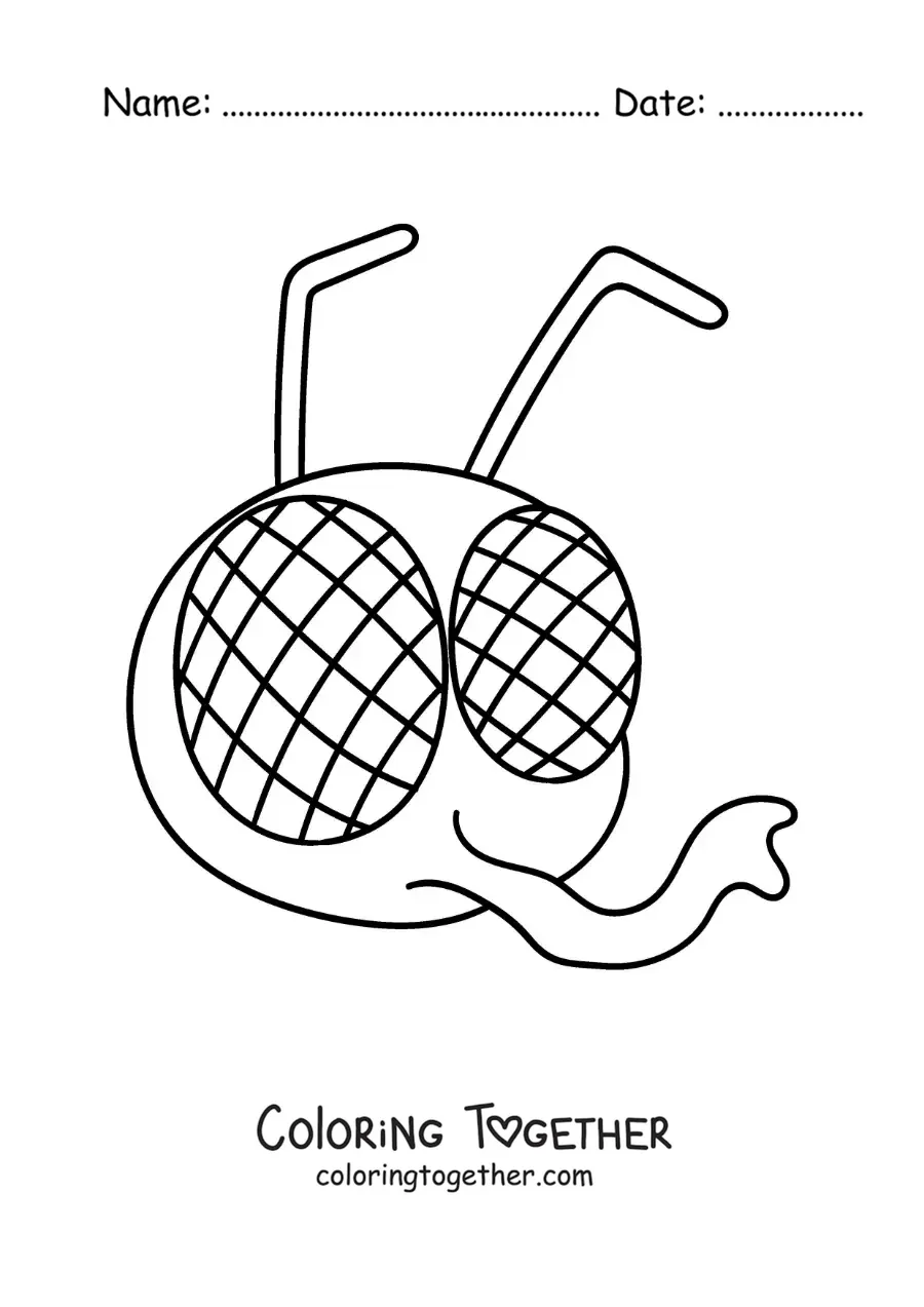 Coloring page of the face of a fly